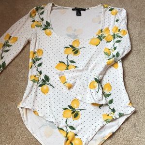 Forever 21 lemon print body suit